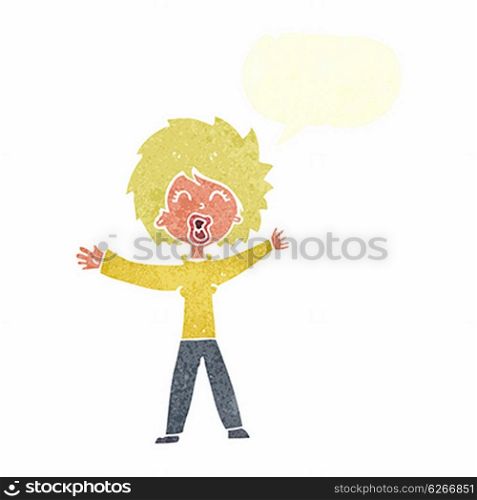 cartoon woman shouting with speech bubble