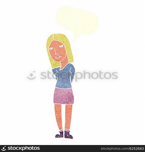 cartoon woman waiting with speech bubble