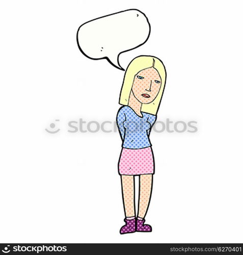 cartoon woman waiting with speech bubble