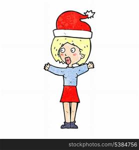 cartoon woman wearing a christmas hat
