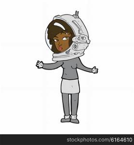 cartoon woman wearing astronaut helmet