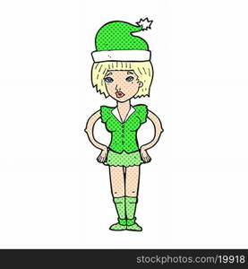 cartoon woman wearing christmas elf costume