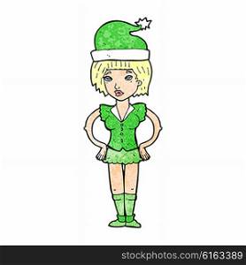 cartoon woman wearing christmas elf costume