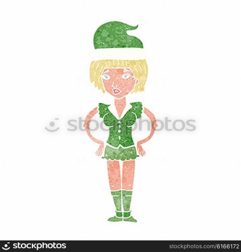 cartoon woman wearing christmas elf costume