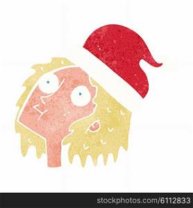 cartoon woman wearing christmas hat