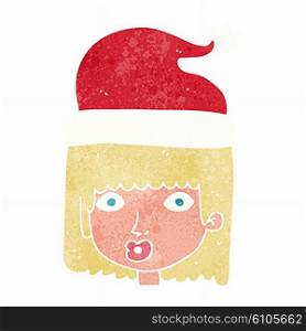 cartoon woman wearing santa hat