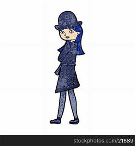 cartoon woman wearing sensible hat