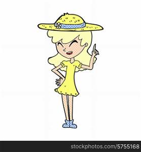 cartoon woman wearing summer hat