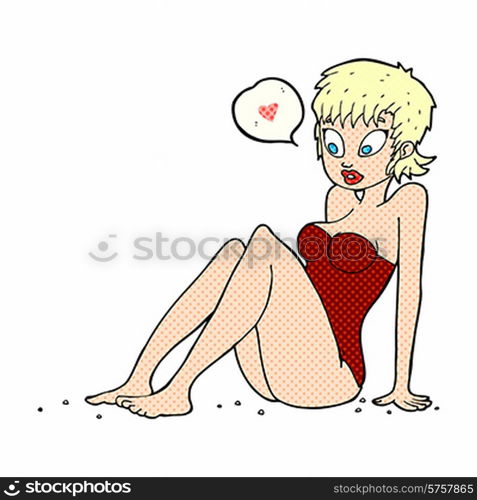 cartoon woman wearing swimsuit