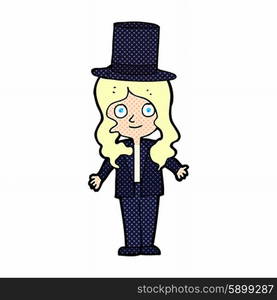 cartoon woman wearing top hat