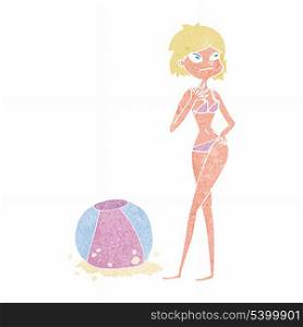 cartoon woman with beachball
