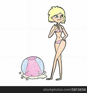 cartoon woman with beachball