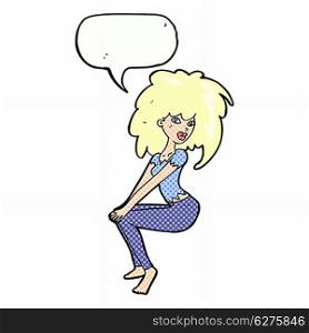 cartoon woman with big hair with speech bubble