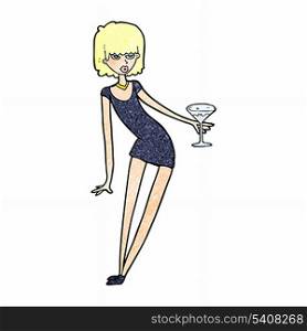 cartoon woman with cocktail