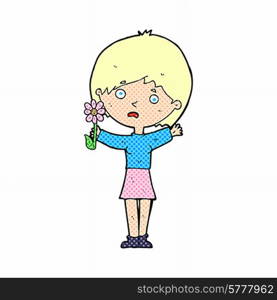 cartoon woman with flower