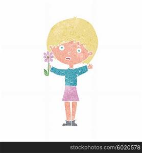 cartoon woman with flower
