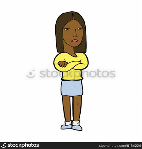 cartoon woman with folded arms