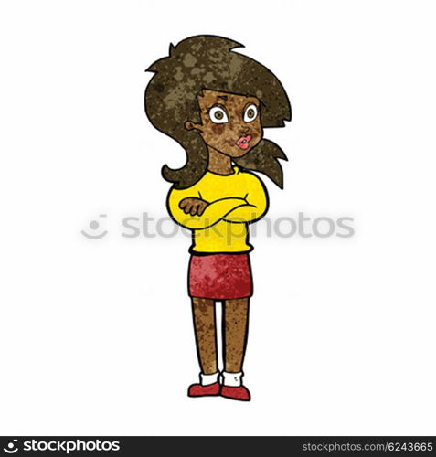 cartoon woman with folded arms