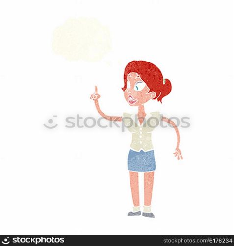 cartoon woman with great idea with thought bubble