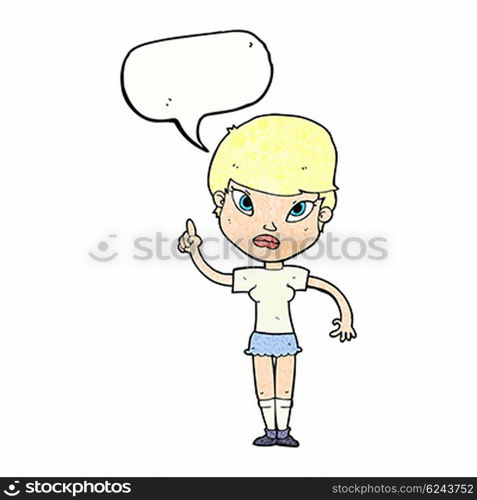 cartoon woman with idea with speech bubble