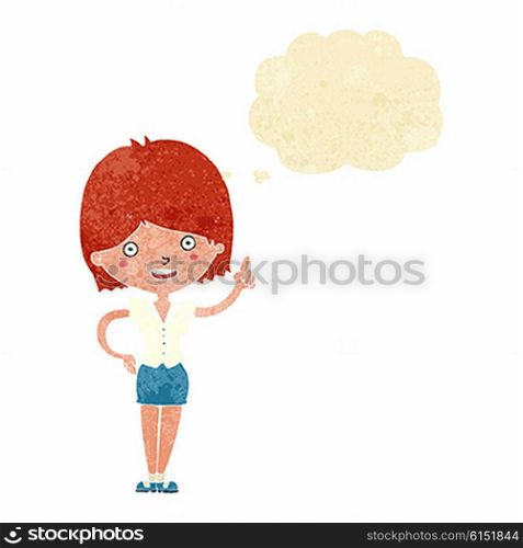 cartoon woman with idea with thought bubble