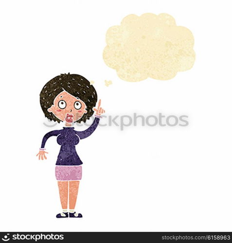 cartoon woman with idea with thought bubble