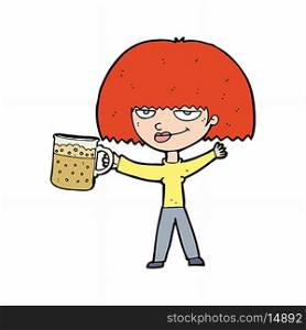 cartoon woman with mug of beer
