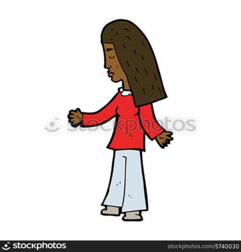 cartoon woman with open arms