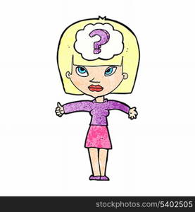 cartoon woman with question