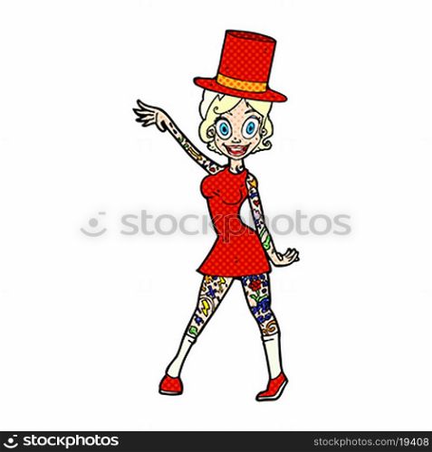 cartoon woman with tattoos wearing top hat