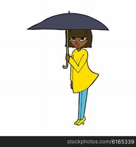 cartoon woman with umbrella