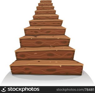 Cartoon Wood Stairs. Illustration of a cartoon funny wooden stairway for castle or old house construction