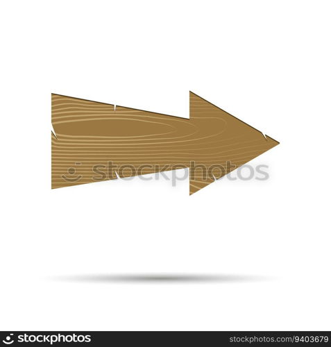 Cartoon wooden pointer arrow isolated. Arrow wood board, signboard brown wooden panel, vector illustration. Cartoon wooden pointer arrow isolated