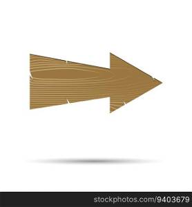 Cartoon wooden pointer arrow isolated. Arrow wood board, signboard brown wooden panel, vector illustration. Cartoon wooden pointer arrow isolated