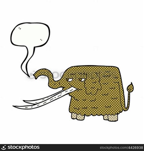 cartoon woolly mammoth with speech bubble