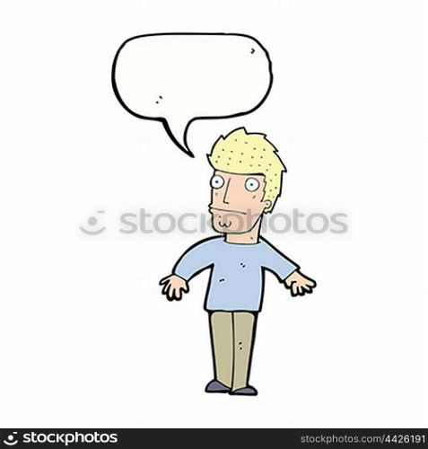 cartoon worried man with speech bubble