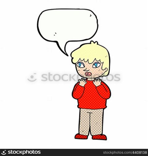 cartoon worried person with speech bubble