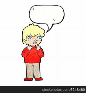 cartoon worried person with speech bubble