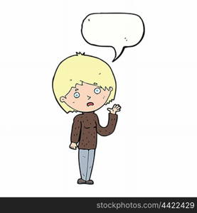 cartoon worried woman with speech bubble