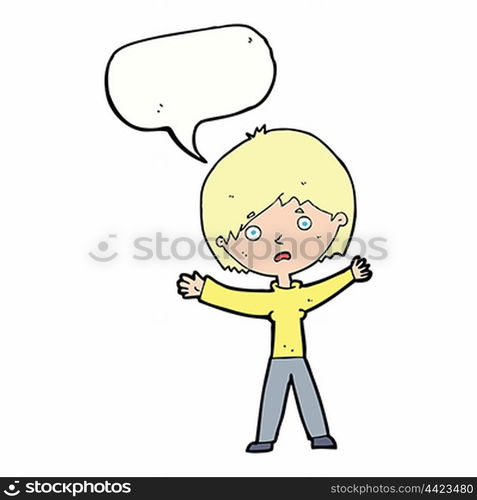 cartoon worried woman with speech bubble