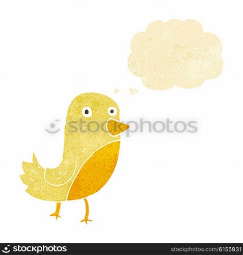 cartoon yellow bird with thought bubble
