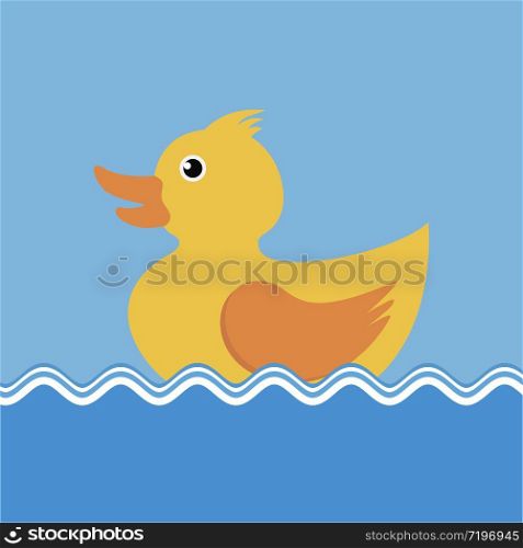 Cartoon yellow Rubber Duck funny background and object and symbols