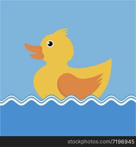 Cartoon yellow Rubber Duck funny background and object and symbols