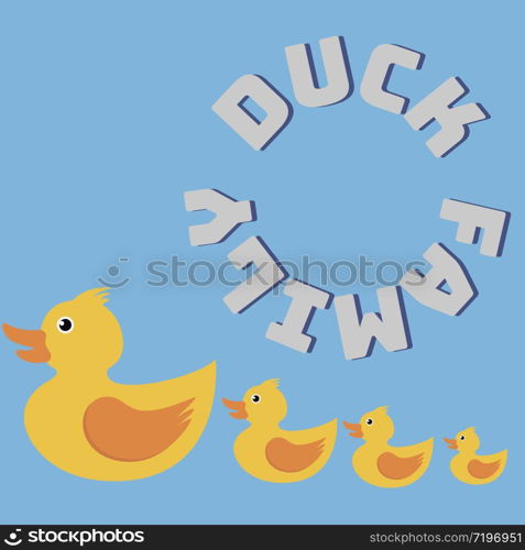 Cartoon yellow Rubber Duck funny background and object and symbols