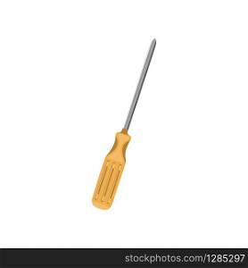 Cartoon yellow screwdriver tool . Vector illustration
