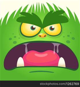 Cartoon yeti bigfoot face. Vector illustration of sasquatch avatar