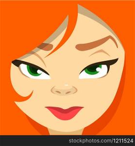 Cartoon young women face. Vector illustration