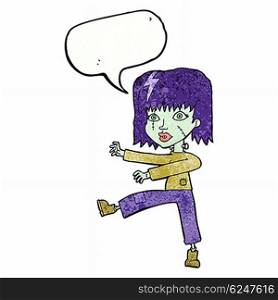cartoon zombie girl with speech bubble