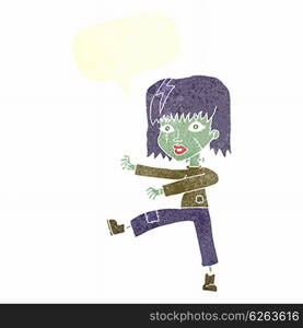 cartoon zombie girl with speech bubble