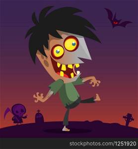 Cartoon Zombie. Halloween vector illustration